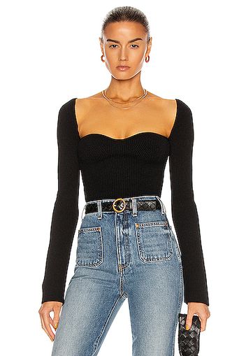 KHAITE Maddy Long Bustier Top in Black