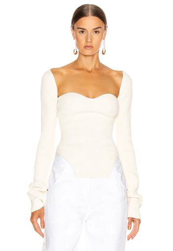 KHAITE Maddy Long Bustier Top in White