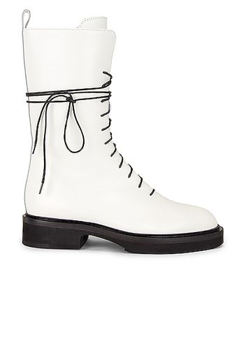 KHAITE Conley Lace Up Combat Boots in White