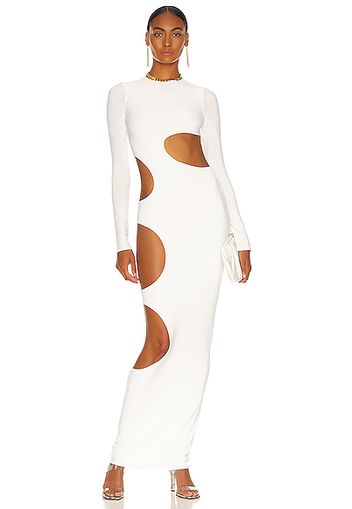 LaQuan Smith Cutout Slit Gown in White