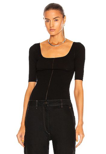 Lemaire Knitted Second Skin 3/4 Sleeve Top in Black