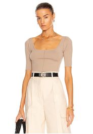Lemaire Knitted Second Skin 3/4 Sleeve Top in Neutral