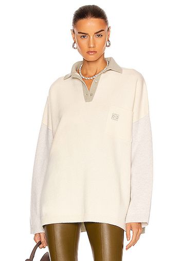 Loewe Oversize Polo Collar Sweater in Ivory