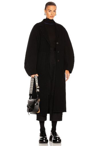 Loewe Circular Sleeve Belted Coat in Black