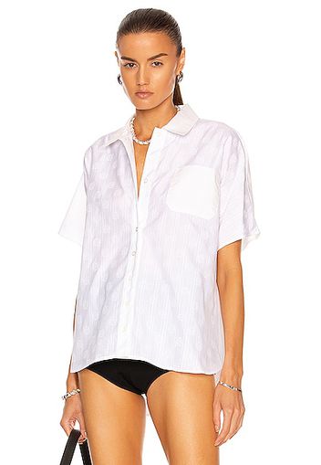 Loewe Stripe Anagram Short Sleeeve Shirt in White