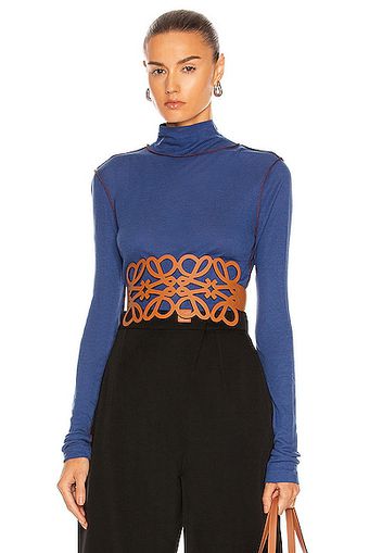 Loewe High Neck Ribbed Top in Blue