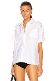 Loewe Stripe Anagram Short Sleeeve Shirt in White