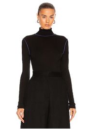 Loewe High Neck Ribbed Top in Black