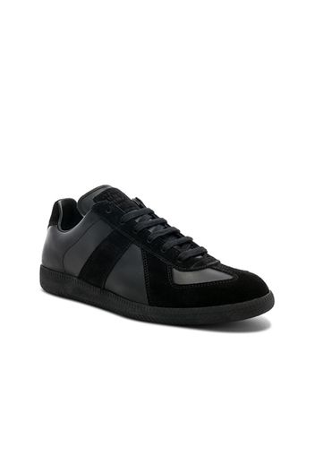 Maison Margiela Soft Leather & Velour Replica Sneakers in Black
