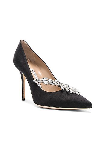 Manolo Blahnik Satin Nadira Heels in Black