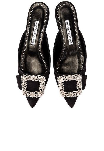 Manolo Blahnik Maysale 10 Jewel Mule in Black