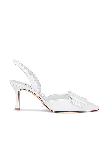 Manolo Blahnik Maysli 70 Nappa Slingback in White