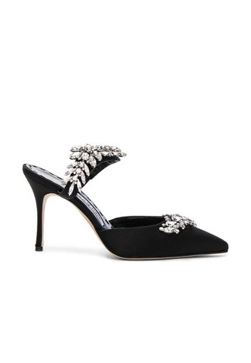 Manolo Blahnik Satin Lurum 90 Heels in Black