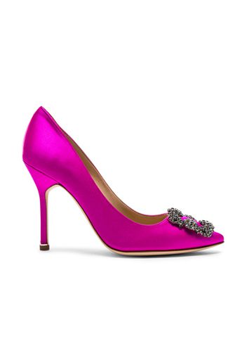 Manolo Blahnik Hangisi 105 Satin Pumps in Pink