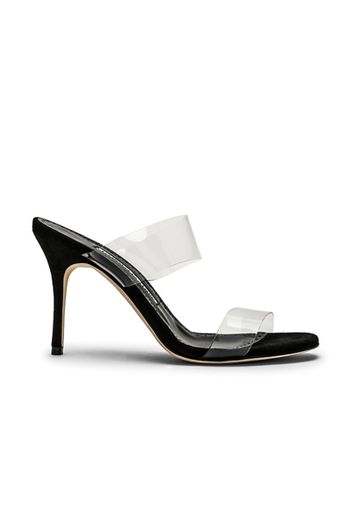 Manolo Blahnik PVC Scolto 90 Sandal in Black