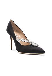 Manolo Blahnik Satin Nadira Heels in Black