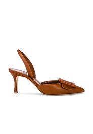 Manolo Blahnik Maysli 70 Nappa Slingback in Brown