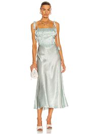 MARIANNA SENCHINA Folded Bustier Midi Dress in Mint