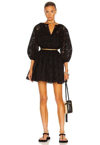 Matteau Crochet Broderie Mini Dress in Black