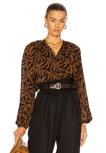 Matteau Blouson Button Blouse in Brown