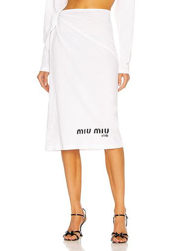 Miu Miu Jersey Printed Skirt in White