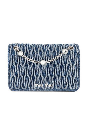 Miu Miu Denim Matelasse Crossbody Bag in Blue