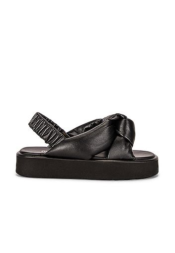 Miu Miu Padded Leather Flatform Sandals in Black