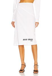 Miu Miu Jersey Printed Skirt in White