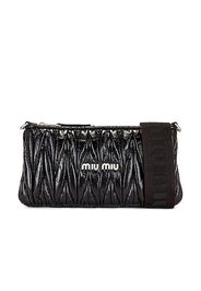 Miu Miu Vitello Shine Matelasse Crossbody Bag in Black