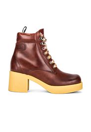 Miu Miu Platform Lace Up Ankle Boots in Brown