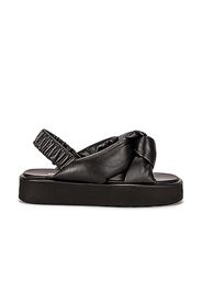 Miu Miu Padded Leather Flatform Sandals in Black