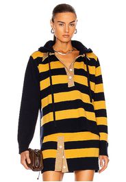 Monse Rugby Striped Knit Hoodie in Yellow