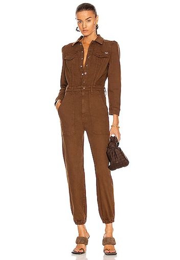 MOTHER The Puffy Wrapper Jumpsuit in Cognac