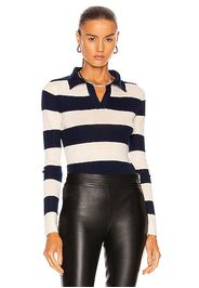 NILI LOTAN Lucille Polo Top in Navy,White