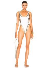 Norma Kamali Gold Stud Marissa Swimsuit in White