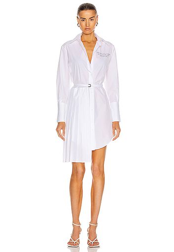 OFF-WHITE Popeline Plisse Shirt Dress in White