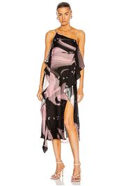 OFF-WHITE Liquid Melt Waves Slip Dress in Pink