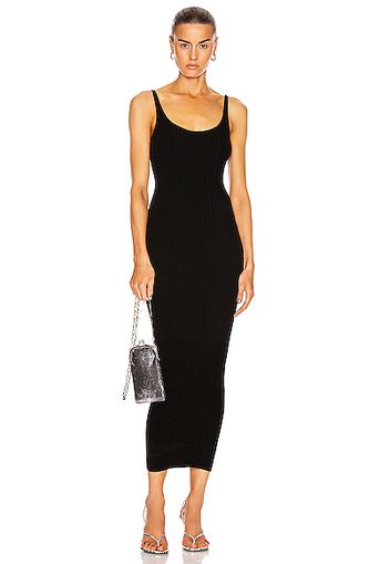 PACO RABANNE Rib Sleeveless Maxi Dress in Black