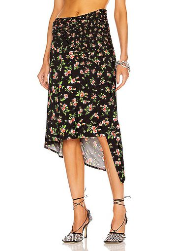 PACO RABANNE Asymmetric Floral Skirt in Black