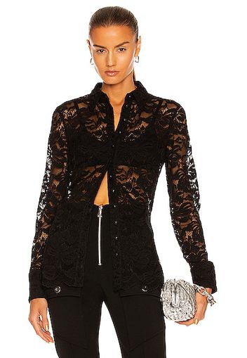 PACO RABANNE Lace Button Down Shirt in Black