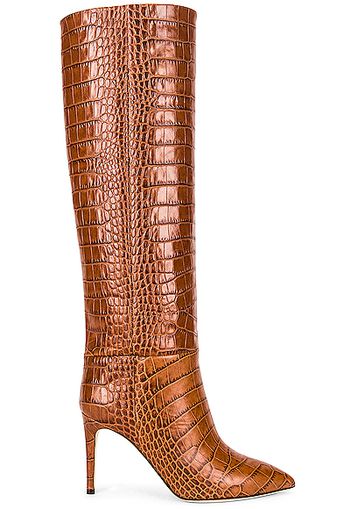 Paris Texas Embossed Croco 85 Stiletto Boot in Animal Print,Brown