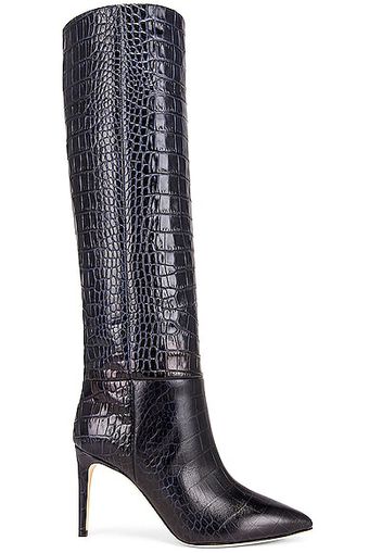 Paris Texas Embossed Croco 85 Stiletto Boot in Navy