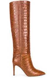 Paris Texas Embossed Croco 85 Stiletto Boot in Animal Print,Brown