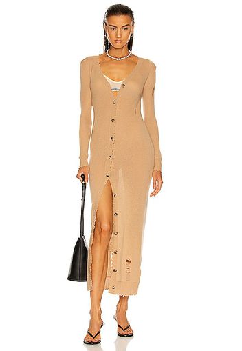 R13 Long Skinny Cardigan in Tan