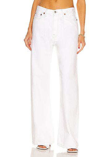 R13 Damon Pleated Wide Leg in White