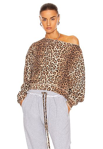 R13 Off Shoulder Patti Sweatshirt in Brown