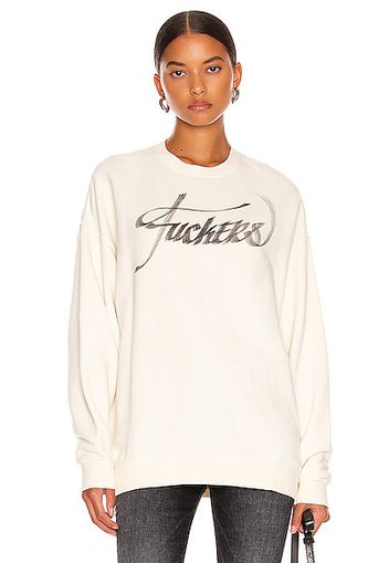 R13 FKRS Oversized Crewneck Sweatshirt in Ivory