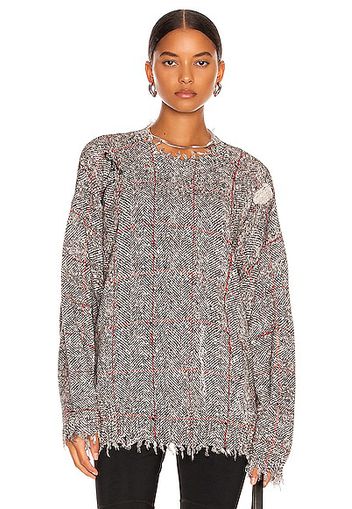 R13 Printed Tweed Sweater in Grey