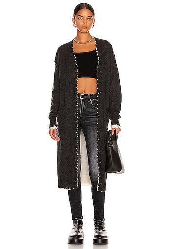 R13 Reversible Cashmere Long Cardigan in Black