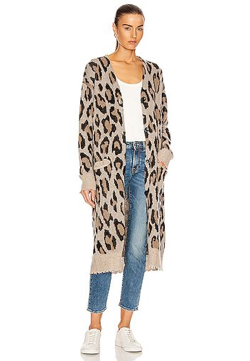 R13 Long Leopard Cardigan in Animal Print,Neutral